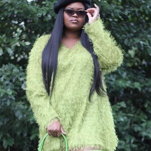 Giorgio Fiorlini Green Sparkly Fur-Like Tunic